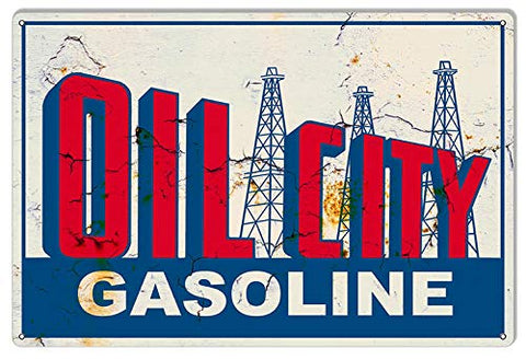 Oil City Gasoline Reproduction Motor Oil Vintage Metal Sign 12×18