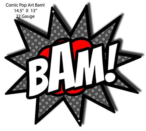 BAM Comic Pop Art Laser Cut Out Wall Art Metal Sign 13×14.5
