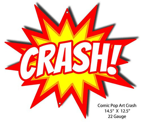 CRASH Comic Pop Art Laser Cut Out Nostalgic Metal Sign 12.5×14.5