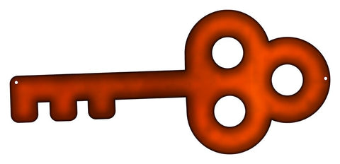 Key Laser Cut Out Faux Copper Finish Metal Sign 6.5x14
