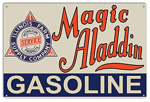 Magic Aladdin Gasoline Reproduction Motor Oil Metal Sign 12×18