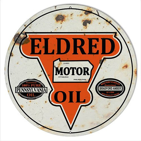 Eldred Motor Oil Reproduction Vintage Metal Sign 18×18 Round