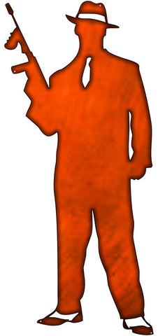 Gangster Man Laser Cut Out Faux Copper Finish Metal Sign 15x34