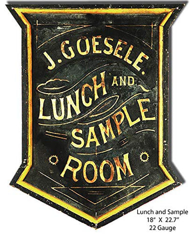 J. Guesele Lunch and Sample Room Vintage Metal Sign 18×22.7