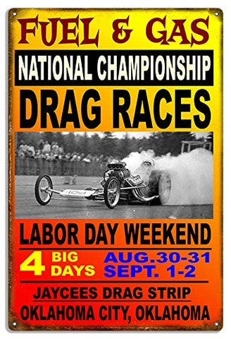 Oklahoma Drag Races Reproduction Motor Speedway Metal Sign 18×30