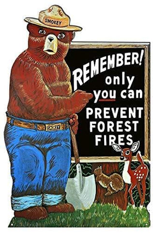 Smokey The Bear Forest Fire Prevention Repro’d Metal Cut Out Sign 23.5×15.5