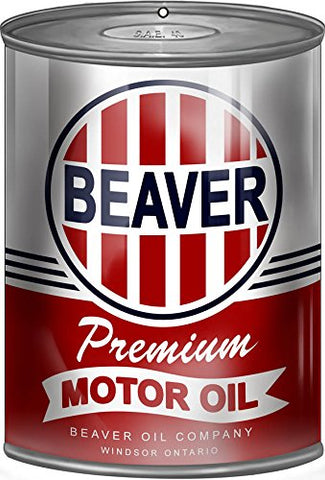 Beaver Premium Motor Oil Can Reproduction Man Cave Metal Sign 12x18