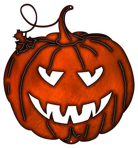 Jack O Lantern Cut Out Fax Copper Finish Metal Sign 17.4×18.6