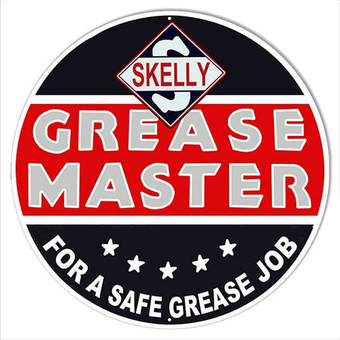 ArtFuzz Skelly Grease Master Reproduction Garage Metal Sign 30 Round