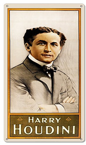 Harry Houdini Reproduction Magician Large metal Sign 12x24
