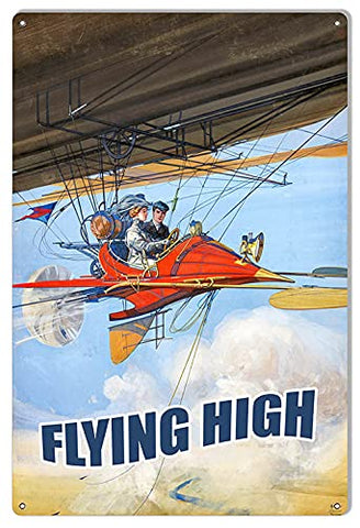 Flying High Nostalgic Reproduction Aviation Metal Sign 12×18