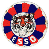 Esso Tiger Gas And Motor Oil Garage Art Aged Looking Repro’d 30? Metal Sign