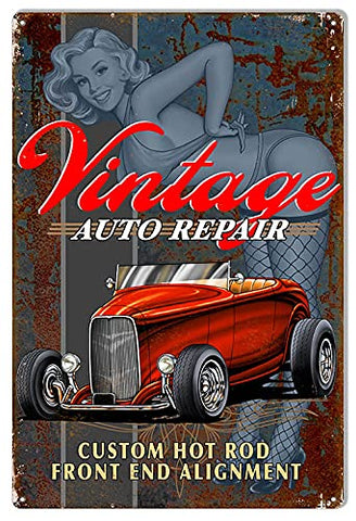 Custom Hot Rod Pin Up Girl Vintage Metal Sign By Steve McDonald 12×18