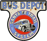 Bus Depot Santa Fe Trail Reproduction Cut Out Nostalgic Sign 16.4×18.8