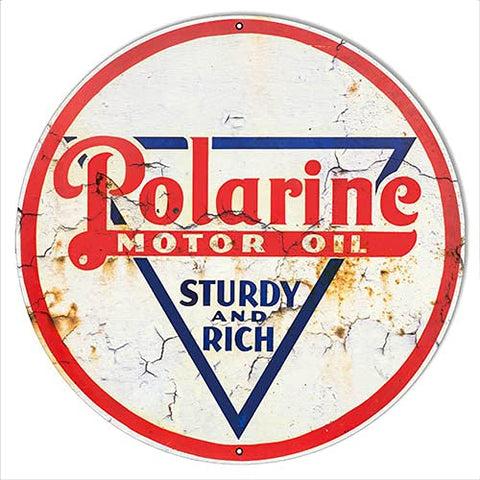 Polarine Motor Oil Reproduction Vintage Looking Metal Sign 14×14 Round