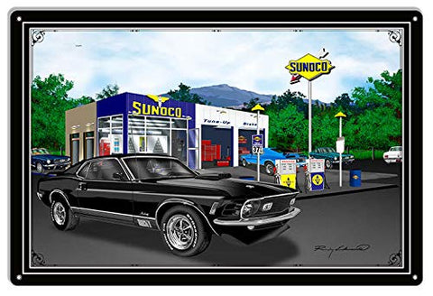 Mustang Car Black Garage Art Metal Sign By Rudy Edwards 18×30