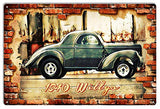 1940 Willys Hot Rod Car Garage Art Large Reproduction Metal Sign 16×24
