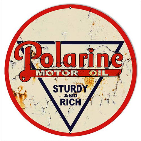 Polarine Motor Oil Reproduction Garage Art Metal Sign 18×18 Round