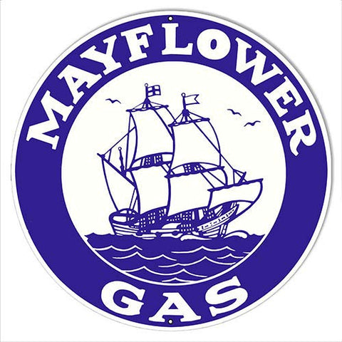 Mayflower Gasoline Reproduction Motor Oil Metal Sign 30×30 Round