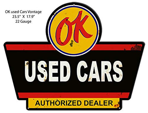 OK Used Cars Aged Looking Motor Oil Repro’d. Laser Cut Out Metal Sign 23.5×17.9