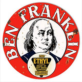 Ben Franklin Motor Oil Reproduction Garage Metal Sign 18×18 Round