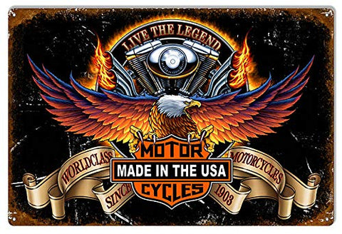 Live The Legend Motorcycle Garage Metal Sign By Steve McDonald 12×18