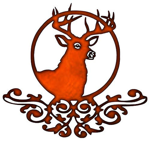 Deer With Filigree Cut Out Faux Copper Finish Metal Sign 22×24