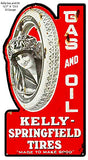 Kelly Springfield Tires Cut Out Reproduction Metal Sign 12.7×23.5