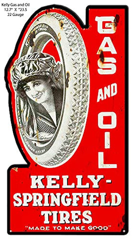 Kelly Springfield Tires Cut Out Reproduction Metal Sign 12.7×23.5