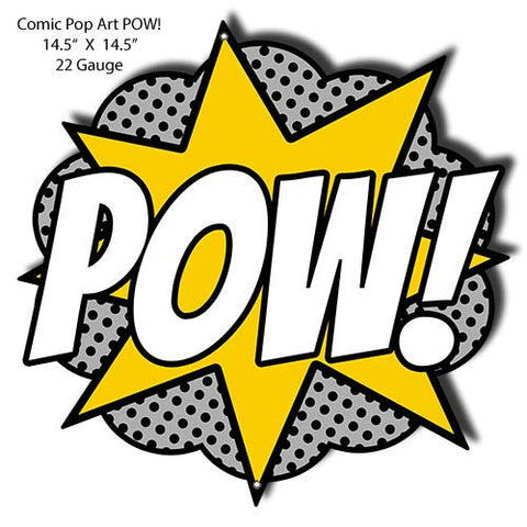 POW Comic Pop Art Laser Cut Out Nostalgic Metal Sign 14.5×14.5