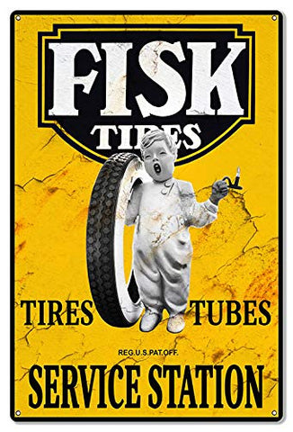 Fisk Tires Reproduction Garage Shop Large Man Cave Metal Sign 16×24