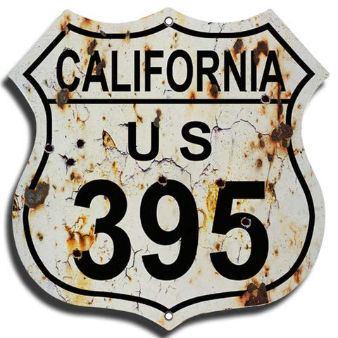 ArtFuzz California US 395 Highway Vintage Looking Metal Sign 7.5?x7.5?