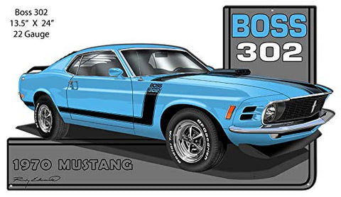 Mustang Blue 1970 Series Cut Out Metal Sign By Rudy Edwards 13.5×24