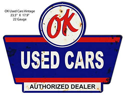 OK Used Cars Vintage Looking Reproduction Laser Cut Out Metal Sign 23.5×17.9