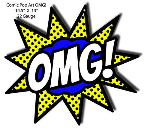 OMG Comic Pop Art Laser Cut Out Nostalgic Metal Sign 13×14.5