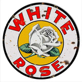 ArtFuzz White Rose Reproduction Motor Oil Metal Sign 30×30 Round