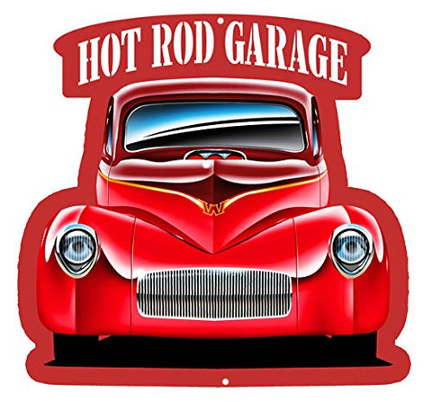 Hot Rod Front End Cut Out 3D Effect Wall Art Metal Sign 17×18