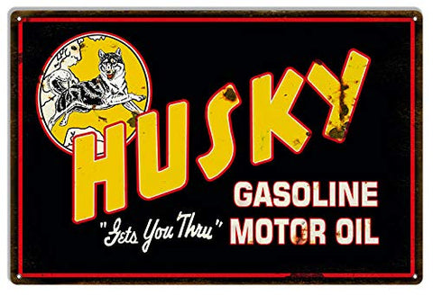 Ex Lrg Husky Gasoline Motor Repro’d Aged Looking Metal Garage Art Sign 18X30