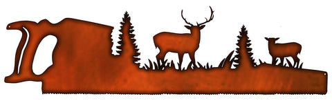 Forest Saw Laser Cut Out Faux Copper Finish Metal Sign 9.5×33.5