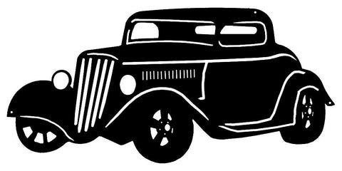 Hot Rod Black Laser Cut Out Silhouette Metal Sign 24×11.5