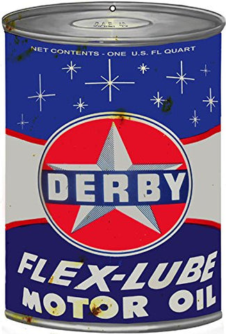 Derby Motor Oil Can Reproduction Gas Station Metal Sign 12x18