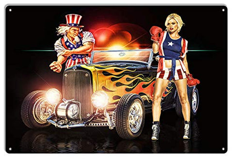 American Icon 1934 Hot Rod Car Roadster Metal Sign By Bob Kramer 12×18