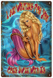 Sexy Mermaid Swim With Me Reproduction Whimsical Metal Sign 18x30
