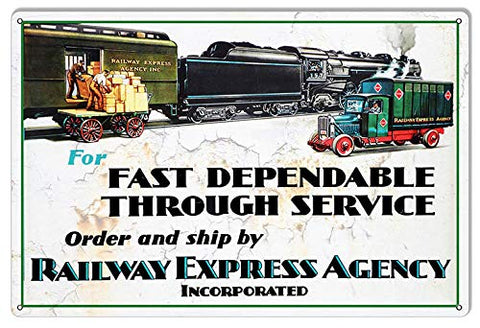 Railway Express Agency Reproduction Railroad Metal Sign 12×18