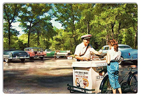 Sunday In The Park With The Ice Cream Man Nostalgic By Artist Bob Kramer 12×18