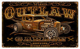 Outlaw Hot Rod Garage Art Metal Sign By Steve McDonald 18×30