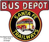 Bus Depot Santa Fe Reproduction Cut Out Nostalgic Sign 15.6×17