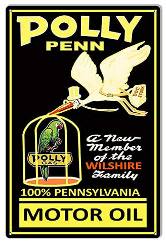 Polly Penn Motor Oil Reproduction Gas Station Metal Sign 12×18