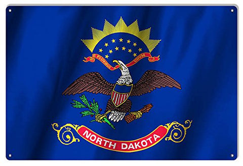 North Dakota State Flag Reproduction Metal Sign 12x18