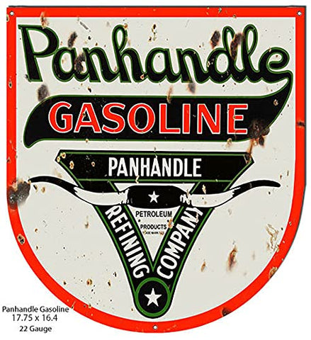 Panhandle Gasoline Cut Out Reproduction Motor Oil Metal Sign 16.4×17.7